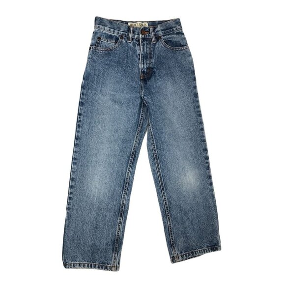 Arizona Jeans Boys 10 Regular Adjustable Waist Med Blue Wash Pockets Pants Loose - Picture 9 of 9